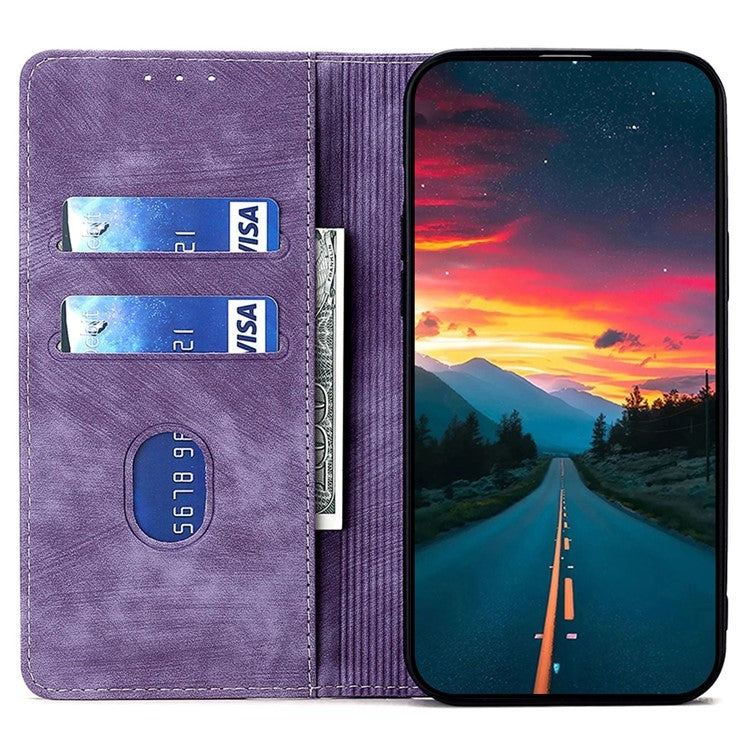 For Motorola Moto G Play 4G 2024 RFID Anti-theft Brush Magnetic Leather Phone Case(Purple) - Motorola Cases by PMC Jewellery | Online Shopping South Africa | PMC Jewellery | Buy Now Pay Later Mobicred