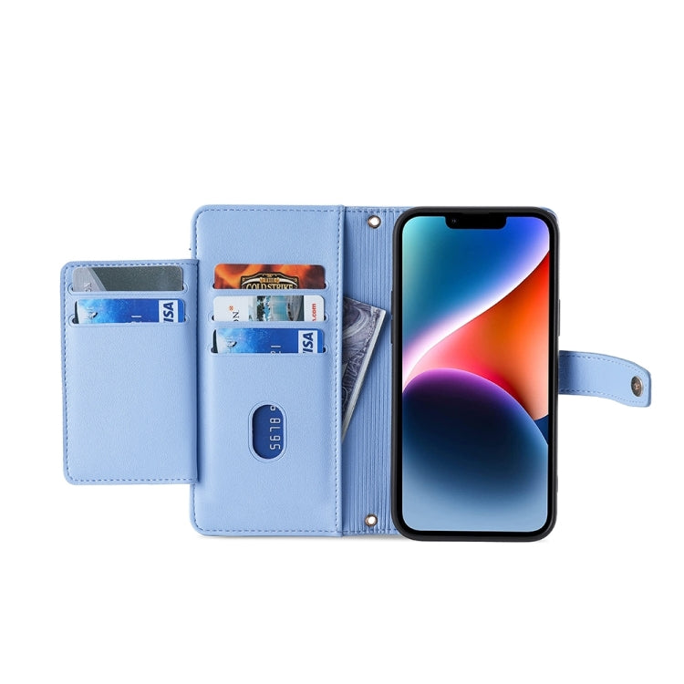 For Motorola Edge 40 Neo 5G Lite Sheep Texture Cross-body Zipper Wallet Leather Phone Case(Blue) - Motorola Cases by PMC TechLife | Online Shopping South Africa | PMC TechLife | Buy Now Pay Later Mobicred
