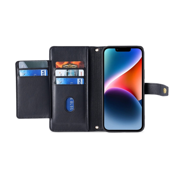 For Sony Xperia 5 V Lite Sheep Texture Cross-body Zipper Wallet Leather Phone Case(Black) - Sony Cases by PMC TechLife | Online Shopping South Africa | PMC TechLife | Buy Now Pay Later Mobicred