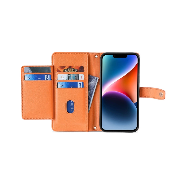 For Sony Xperia 5 V Lite Sheep Texture Cross-body Zipper Wallet Leather Phone Case(Orange) - Sony Cases by PMC TechLife | Online Shopping South Africa | PMC TechLife | Buy Now Pay Later Mobicred