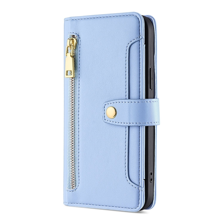 For Sony Xperia 5 V Lite Sheep Texture Cross-body Zipper Wallet Leather Phone Case(Blue) - Sony Cases by PMC TechLife | Online Shopping South Africa | PMC TechLife | Buy Now Pay Later Mobicred
