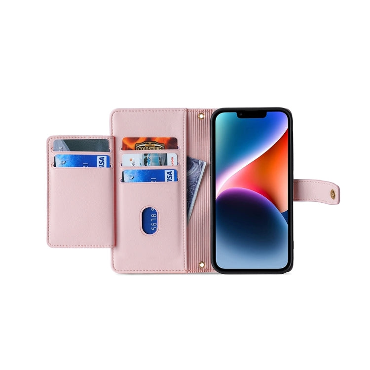 For Sony Xperia 5 V Lite Sheep Texture Cross-body Zipper Wallet Leather Phone Case(Pink) - Sony Cases by PMC TechLife | Online Shopping South Africa | PMC TechLife | Buy Now Pay Later Mobicred