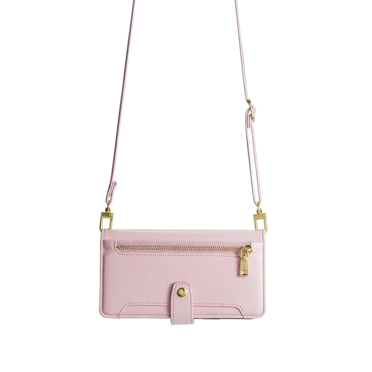 For Sony Xperia 5 V Lite Sheep Texture Cross-body Zipper Wallet Leather Phone Case(Pink) - Sony Cases by PMC TechLife | Online Shopping South Africa | PMC TechLife | Buy Now Pay Later Mobicred