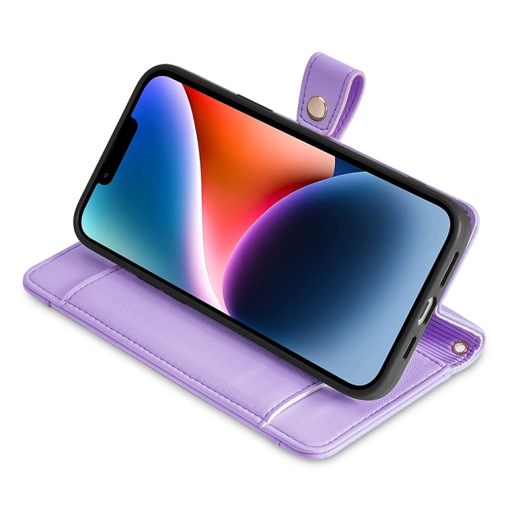 For Sony Xperia 5 V Lite Sheep Texture Cross-body Zipper Wallet Leather Phone Case(Purple) - Sony Cases by PMC TechLife | Online Shopping South Africa | PMC TechLife | Buy Now Pay Later Mobicred
