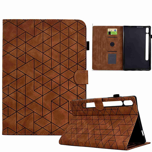 For Samsung Galaxy Tab S9 Rhombus TPU Smart Leather Tablet Case(Brown) - Galaxy Tab S9 Cases by PMC Jewellery | Online Shopping South Africa | PMC Jewellery | Buy Now Pay Later Mobicred