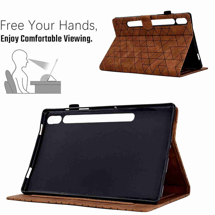 For Samsung Galaxy Tab S9 Rhombus TPU Smart Leather Tablet Case(Brown) - Galaxy Tab S9 Cases by PMC Jewellery | Online Shopping South Africa | PMC Jewellery | Buy Now Pay Later Mobicred