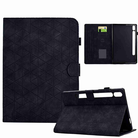 For Samsung Galaxy Tab S9 Rhombus TPU Smart Leather Tablet Case(Black) - Galaxy Tab S9 Cases by PMC Jewellery | Online Shopping South Africa | PMC Jewellery | Buy Now Pay Later Mobicred