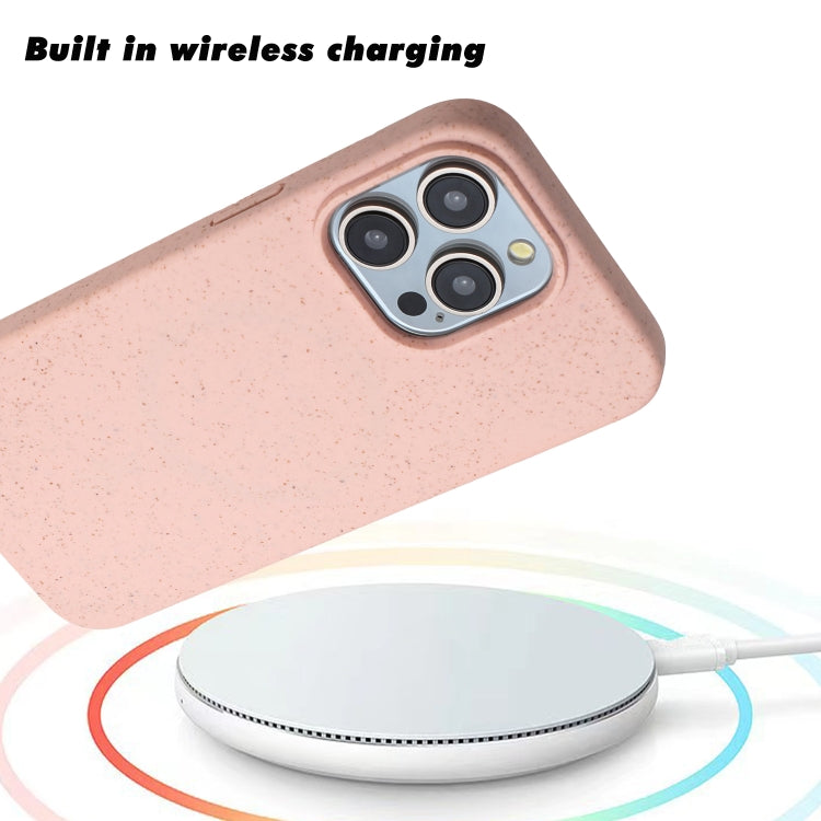 For iPhone 14 Pro Max Wheat MagSafe Magnetic Straw Material + TPU Phone Case(Pink) - iPhone 14 Pro Max Cases by PMC Jewellery | Online Shopping South Africa | PMC Jewellery