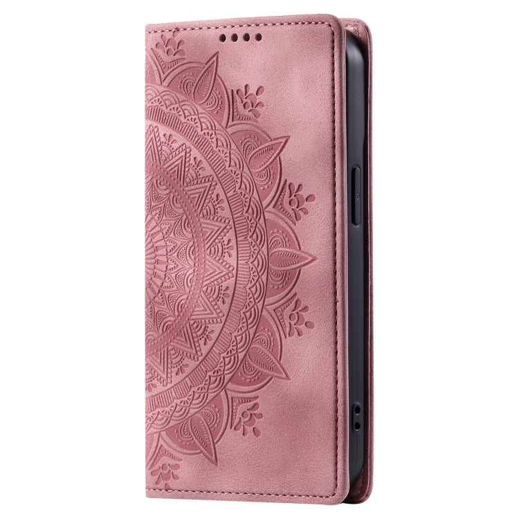 For iPhone 16 Pro Totem Embossed Magnetic Leather Phone Case(Rose Gold) - iPhone 16 Pro Cases by PMC Jewellery | Online Shopping South Africa | PMC Jewellery | Buy Now Pay Later Mobicred