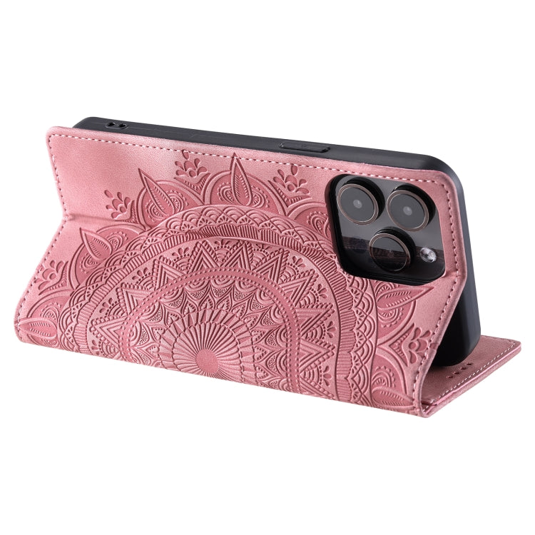 For iPhone 16 Pro Totem Embossed Magnetic Leather Phone Case(Rose Gold) - iPhone 16 Pro Cases by PMC Jewellery | Online Shopping South Africa | PMC Jewellery | Buy Now Pay Later Mobicred