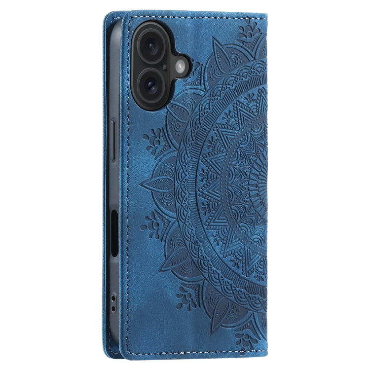 For iPhone 16 Totem Embossed Magnetic Leather Phone Case(Blue) - iPhone 16 Cases by PMC Jewellery | Online Shopping South Africa | PMC Jewellery | Buy Now Pay Later Mobicred