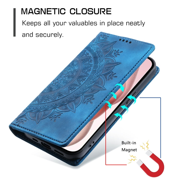 For iPhone 16 Totem Embossed Magnetic Leather Phone Case(Blue) - iPhone 16 Cases by PMC Jewellery | Online Shopping South Africa | PMC Jewellery | Buy Now Pay Later Mobicred