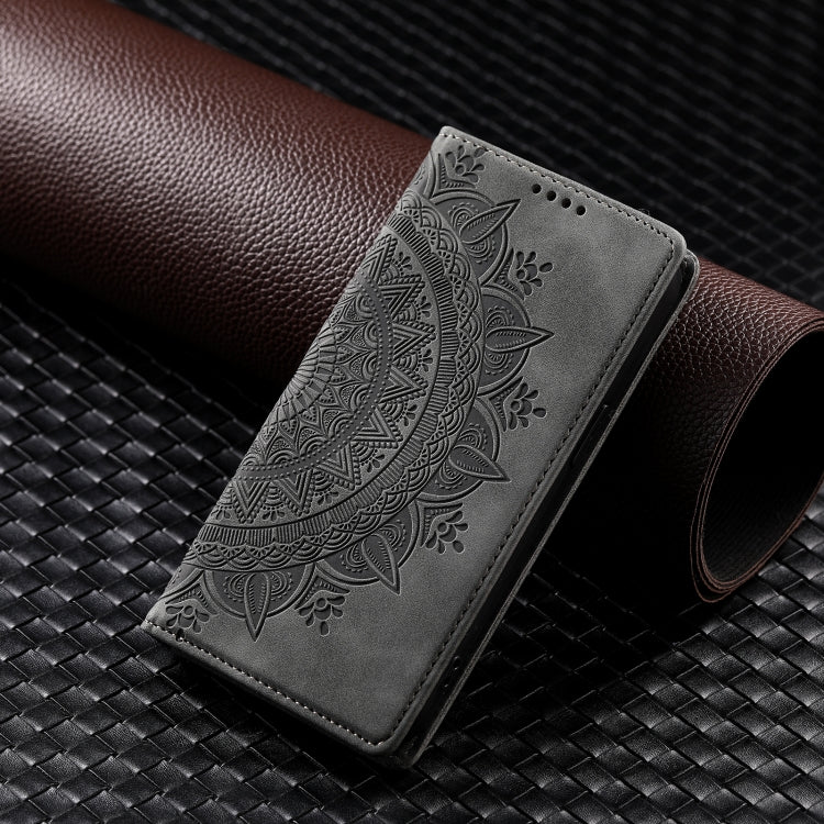 For iPhone 16 Totem Embossed Magnetic Leather Phone Case(Grey) - iPhone 16 Cases by PMC TechLife | Online Shopping South Africa | PMC TechLife | Buy Now Pay Later Mobicred