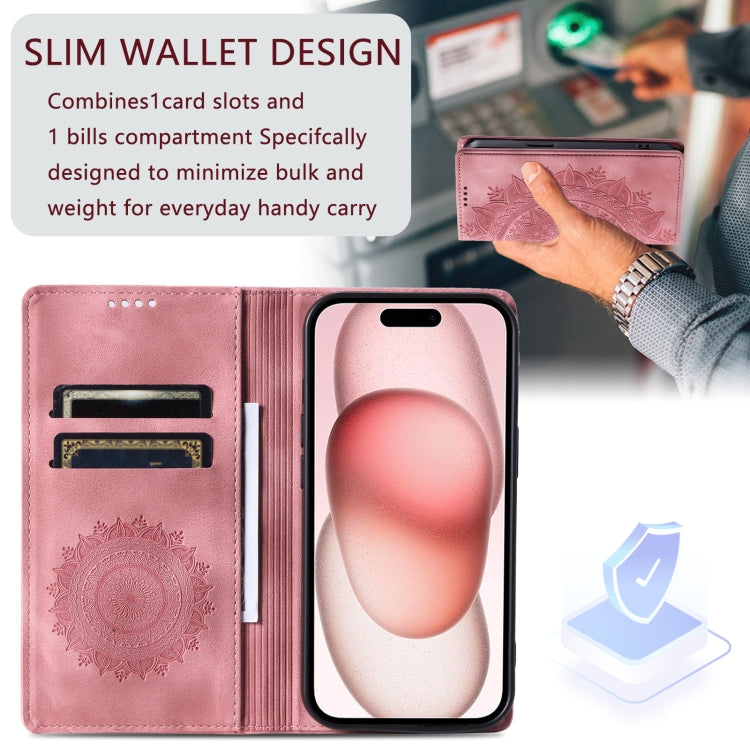 For iPhone 16 Totem Embossed Magnetic Leather Phone Case(Rose Gold) - iPhone 16 Cases by PMC Jewellery | Online Shopping South Africa | PMC Jewellery | Buy Now Pay Later Mobicred