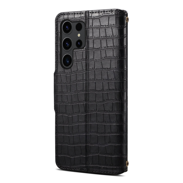 For Samsung Galaxy S24 Ultra 5G Denior Crocodile Texture Oil Edge Leather Phone Case(Black) - free shipping - PMC Jewellery - Order now!
