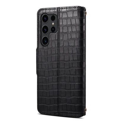 For Samsung Galaxy S24 Ultra 5G Denior Crocodile Texture Oil Edge Leather Phone Case(Black) - Galaxy S24 Ultra 5G Cases by Denior | Online Shopping South Africa | PMC Jewellery | Buy Now Pay Later Mobicred