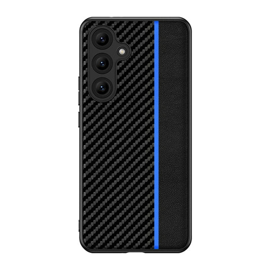 For Samsung Galaxy S25 5G Ultra-thin Carbon Fiber Texture Splicing Phone Case(Blue) - Galaxy S25 5G Cases by PMC Jewellery | Online Shopping South Africa | PMC Jewellery | Buy Now Pay Later Mobicred