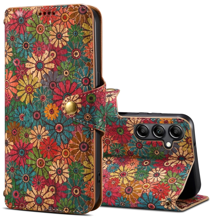 For Samsung Galaxy S24+ 5G Denior Flower Language Series Cork Fabric Oil Edge Leather Phone Case(Spring) - Galaxy S24+ 5G Cases by Denior | Online Shopping South Africa | PMC Jewellery | Buy Now Pay Later Mobicred