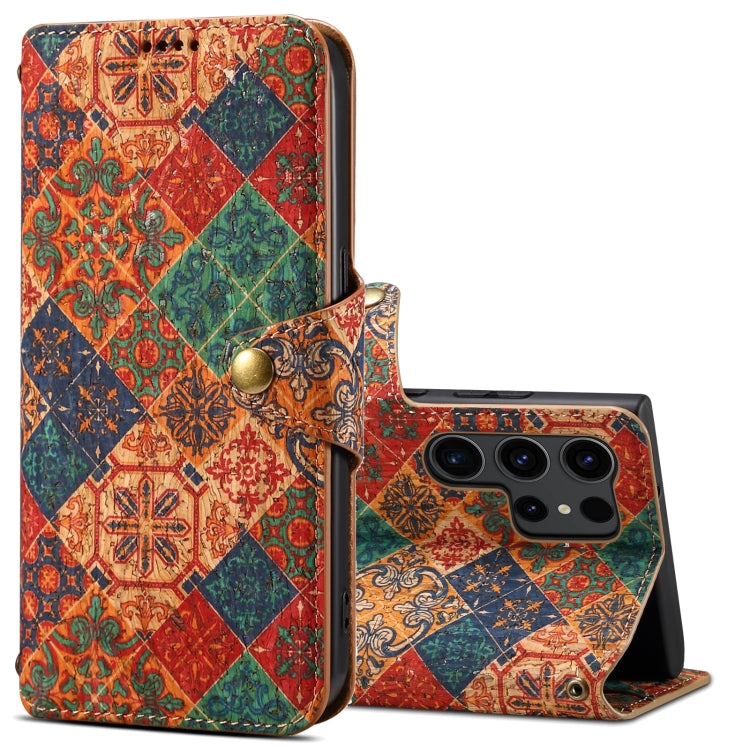 For Samsung Galaxy S24 Ultra 5G Denior Flower Language Series Cork Fabric Oil Edge Leather Phone Case(Winter) - free shipping - PMC Jewellery - Order now!