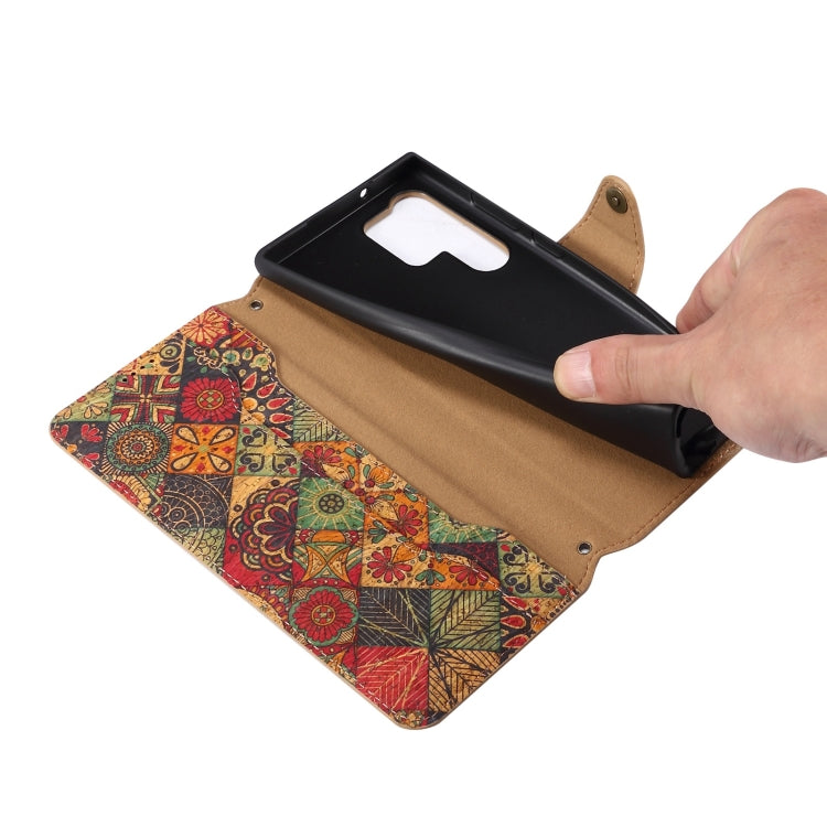 For Samsung Galaxy S24 Ultra 5G Denior Flower Language Series Cork Fabric Oil Edge Leather Phone Case(Winter) - free shipping - PMC Jewellery - Order now!