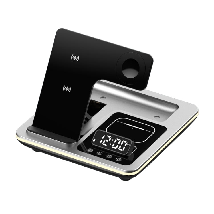 A93 15W 5 in 1 Multifunctional Foldable Wireless Charger Desktop Phone Stand(Silver) - Wireless Charger by PMC Jewellery | Online Shopping South Africa | PMC Jewellery | Buy Now Pay Later Mobicred