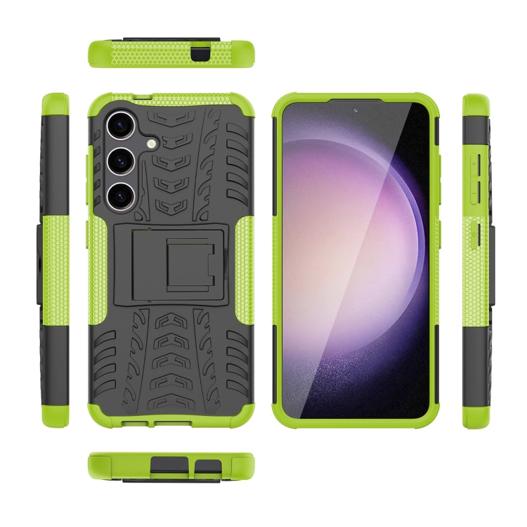 For Samsung Galaxy S24 5G Tire Texture TPU + PC Phone Case with Holder(Green) - Galaxy S24 5G Cases by PMC Jewellery | Online Shopping South Africa | PMC Jewellery