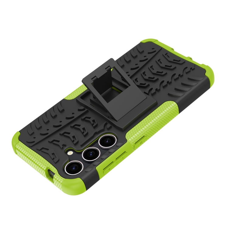 For Samsung Galaxy S24 5G Tire Texture TPU + PC Phone Case with Holder(Green) - Galaxy S24 5G Cases by PMC Jewellery | Online Shopping South Africa | PMC Jewellery