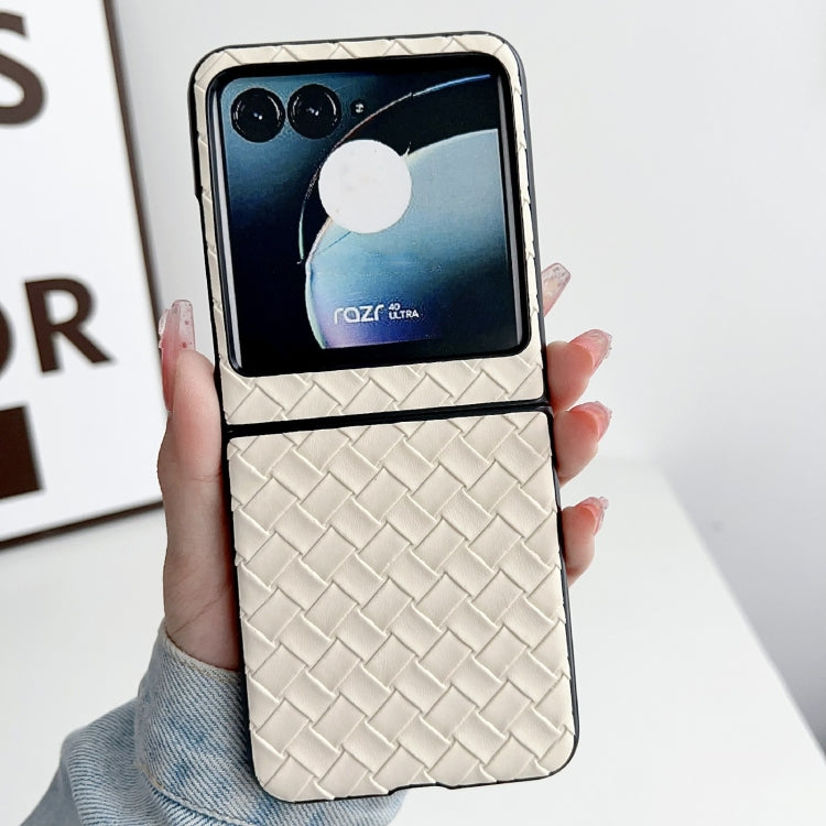 For Motorola Razr 40 Ultra Woven Texture Folding PU Phone Case(Gold) - Motorola Cases by PMC TechLife | Online Shopping South Africa | PMC TechLife | Buy Now Pay Later Mobicred