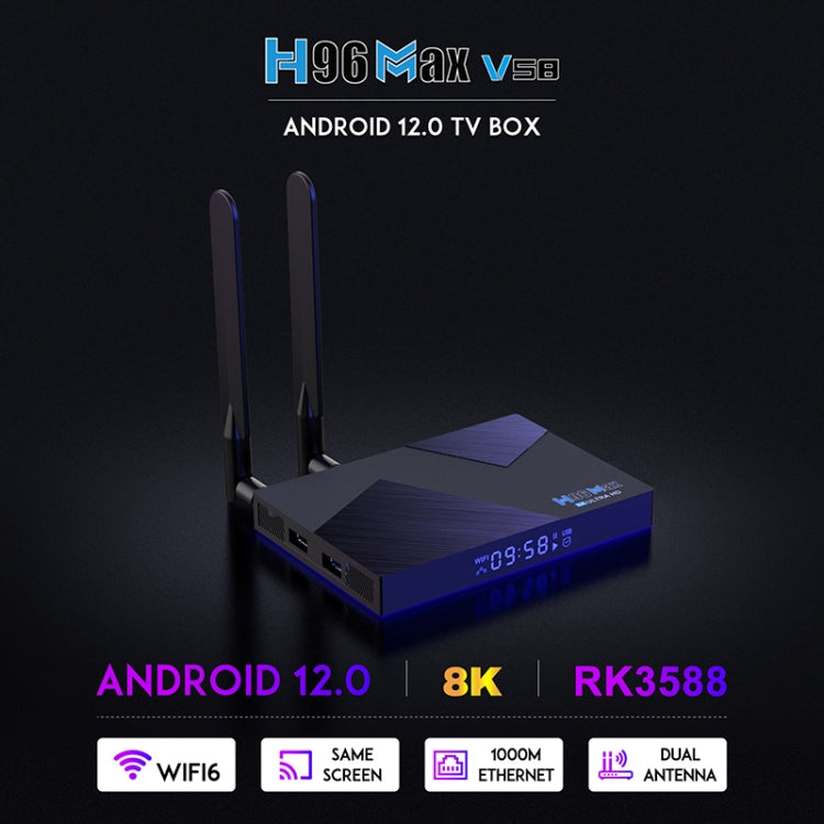 H96 Max V58 Android 12.0 Smart TV Box, 4GB+32GB, Quad-core Cortex-A76 and Quad-core Cortex-A55(EU Plug) - Others by PMC TechLife | Online Shopping South Africa | PMC TechLife | Buy Now Pay Later Mobicred