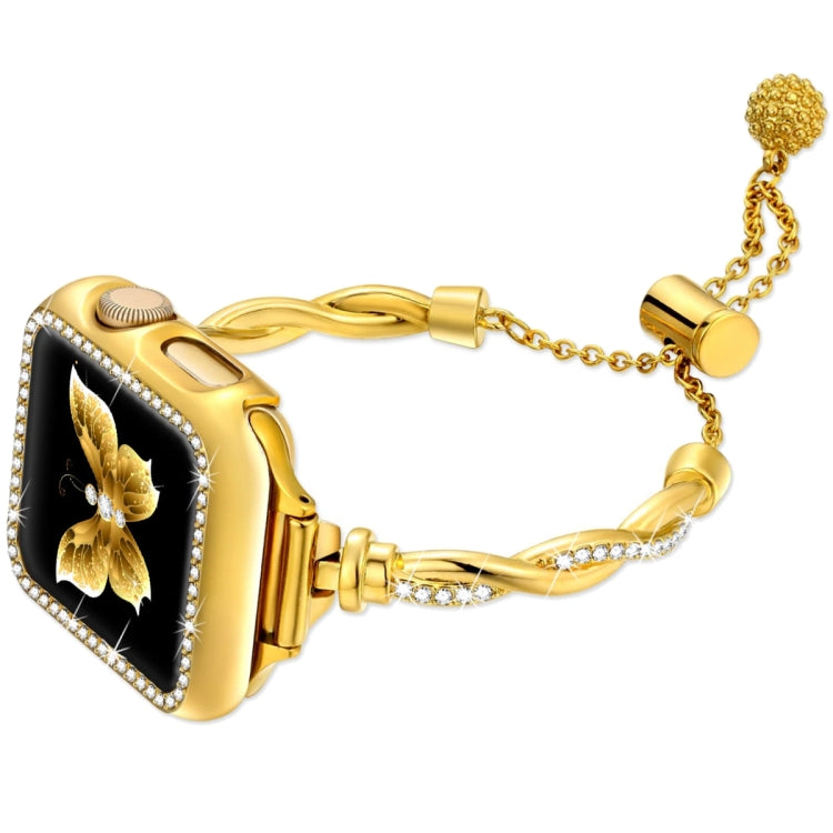 For Apple Watch Series 8 41mm Twist Bracelet Diamond Metal Watch Band(Gold) - free shipping - PMC TechLife - Order now!