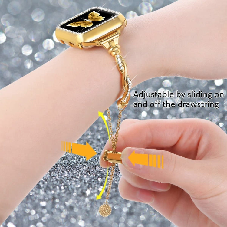 For Apple Watch Series 8 41mm Twist Bracelet Diamond Metal Watch Band(Gold) - free shipping - PMC TechLife - Order now!