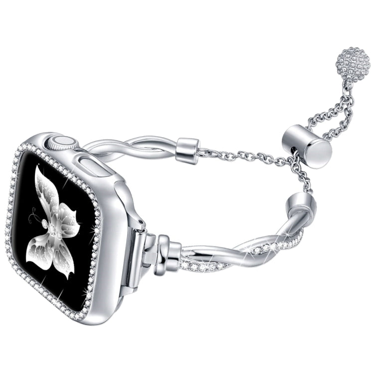 For Apple Watch Series 8 41mm Twist Bracelet Diamond Metal Watch Band(Silver) - free shipping - PMC TechLife - Order now!