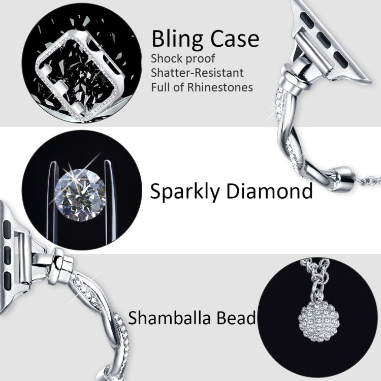 For Apple Watch Series 8 41mm Twist Bracelet Diamond Metal Watch Band(Silver) - free shipping - PMC TechLife - Order now!