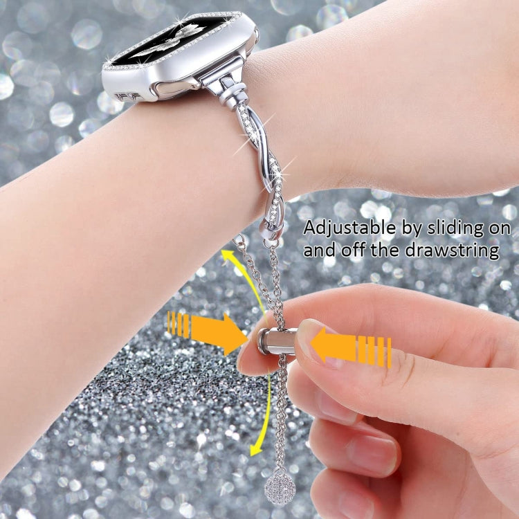 For Apple Watch Series 8 41mm Twist Bracelet Diamond Metal Watch Band(Silver) - free shipping - PMC TechLife - Order now!