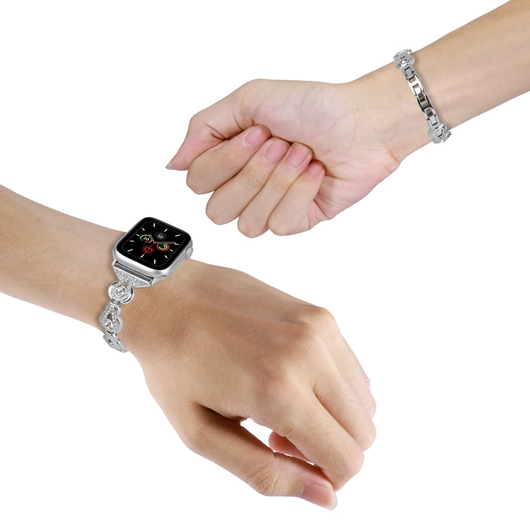 For Apple Watch Series 8 41mm Gourd Diamond Metal Watch Band(Silver) - free shipping - PMC TechLife - Order now!