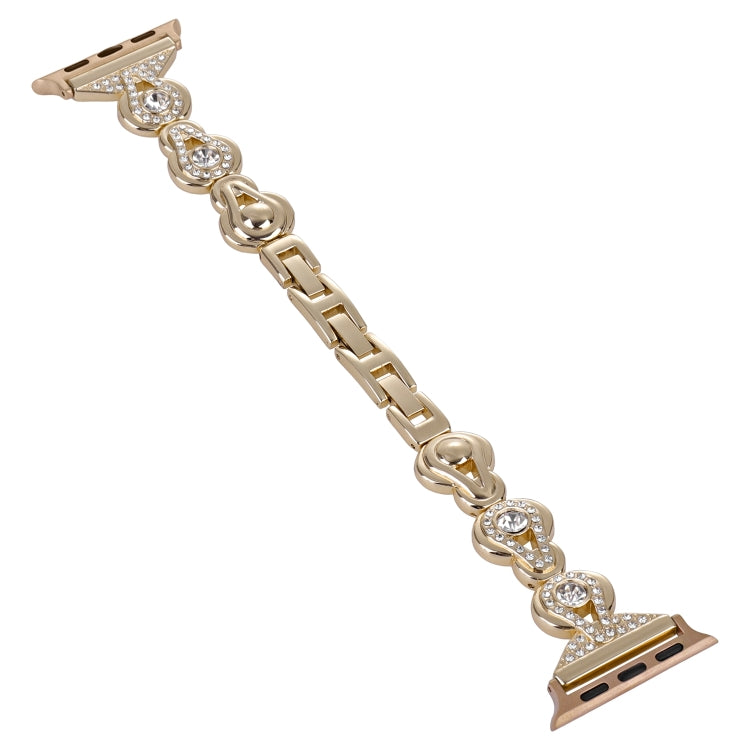 For Apple Watch Series 4 44mm Gourd Diamond Metal Watch Band(Gold) - free shipping - PMC TechLife - Order now!