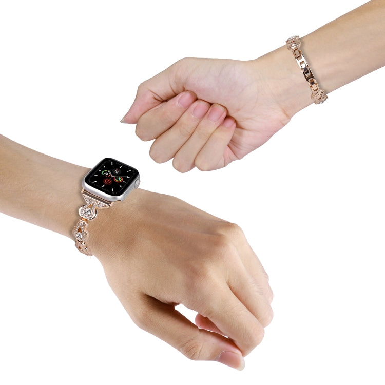 For Apple Watch Series 4 40mm Gourd Diamond Metal Watch Band(Rose Gold) - Watch Bands by PMC TechLife | Online Shopping South Africa | PMC TechLife | Buy Now Pay Later Mobicred