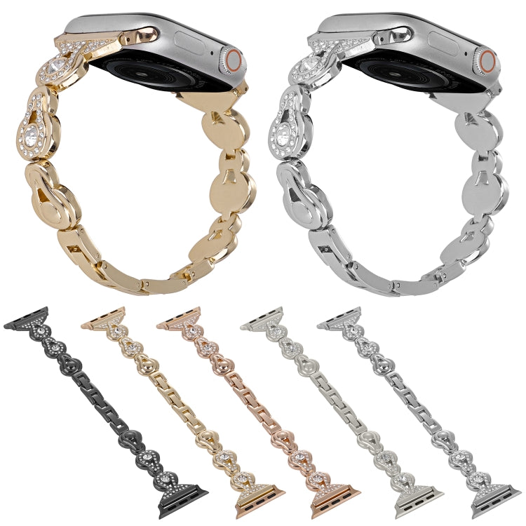 For Apple Watch Series 4 40mm Gourd Diamond Metal Watch Band(Rose Gold) - Watch Bands by PMC TechLife | Online Shopping South Africa | PMC TechLife | Buy Now Pay Later Mobicred