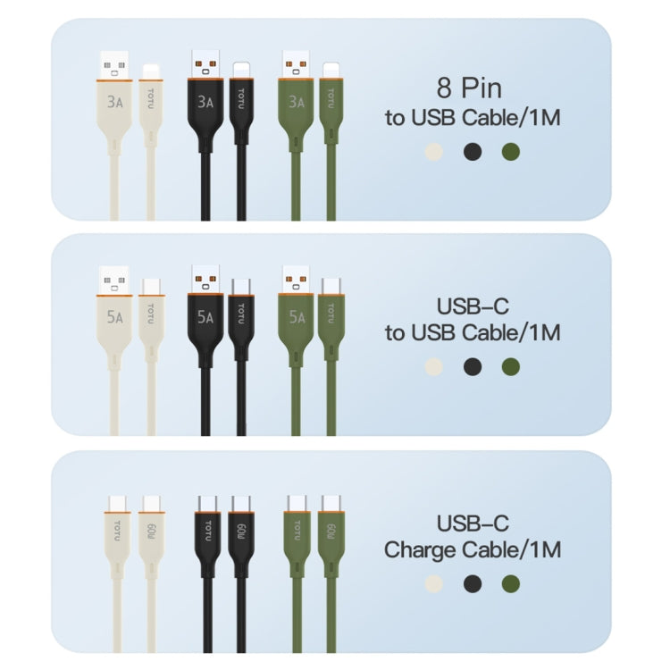 TOTU CB-6-L 15W USB to 8 Pin Silicone Data Cable, Length: 1m(Green) - Normal Style Cable by TOTUDESIGN | Online Shopping South Africa | PMC Jewellery | Buy Now Pay Later Mobicred