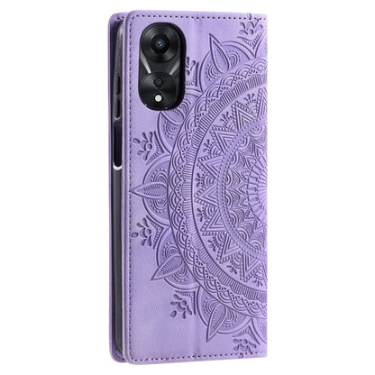 For OPPO A78 5G / A58 5G Totem Embossed Magnetic Leather Phone Case(Purple) - OPPO Cases by PMC Jewellery | Online Shopping South Africa | PMC Jewellery