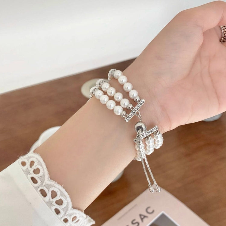 For Apple Watch Series 4 44mm Beaded Pearl Retractable Chain Watch Band(Black) - free shipping - PMC TechLife - Order now!