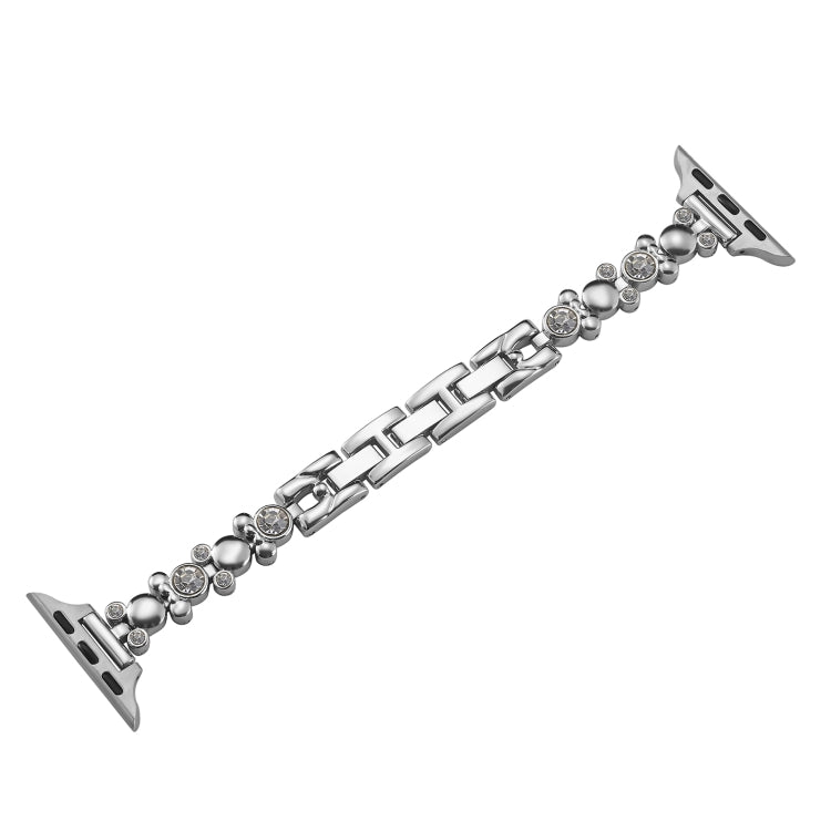 For Apple Watch SE 40mm Metal Diamond Bear Chain Watch Band(Silver) - free shipping - PMc TechLife - Order now!