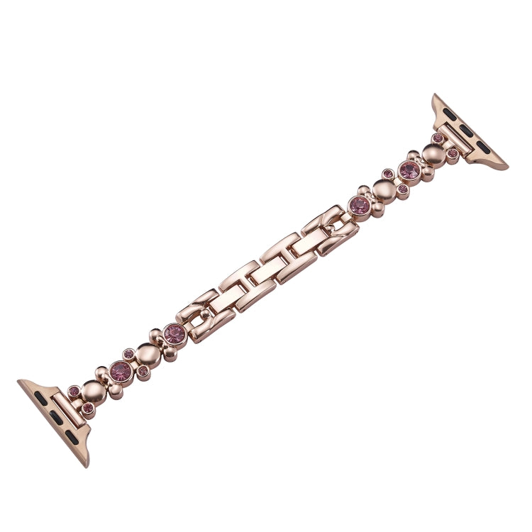 For Apple Watch Series 6 44mm Metal Diamond Bear Chain Watch Band(Rose Gold) - free shipping - PMc TechLife - Order now!