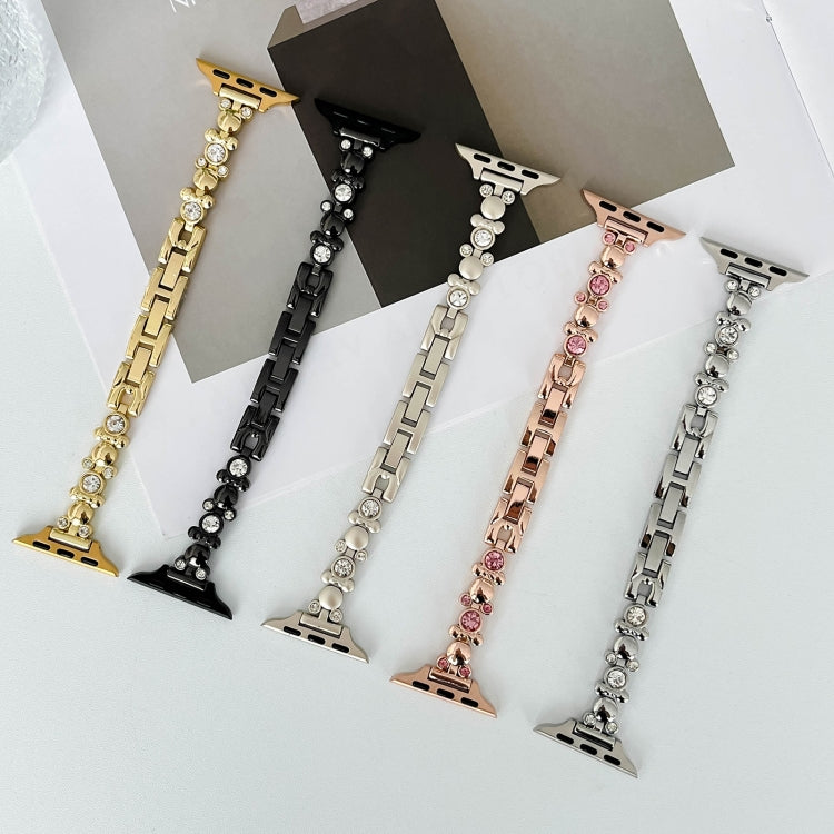 For Apple Watch Series 3 42mm Metal Diamond Bear Chain Watch Band(Gold) - free shipping - PMc TechLife - Order now!