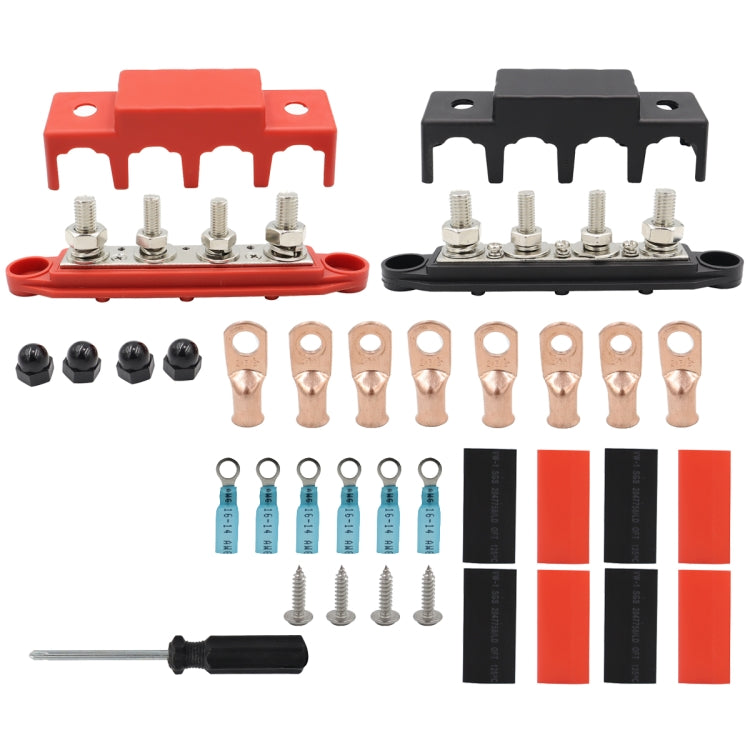 CP-4018 M10+M8 Power Distribution Block Terminal Studs Set with Terminals(Black + Red) - Booster Cable & Clip by PMC Jewellery | Online Shopping South Africa | PMC Jewellery | Buy Now Pay Later Mobicred