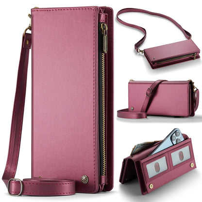 CaseMe ME10 Universal Wallet Phone Case with Lanyard(Wine Red) - Universal Leather Case by CaseMe | Online Shopping South Africa | PMC Jewellery | Buy Now Pay Later Mobicred