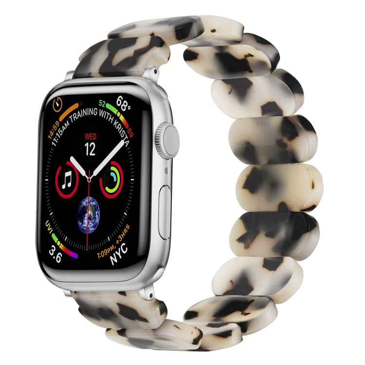 For Apple Watch SE 2023 44mm Stretch Rope Resin Watch Band(Dark Brown White) - Watch Bands by PMC TechLife | Online Shopping South Africa | PMC TechLife