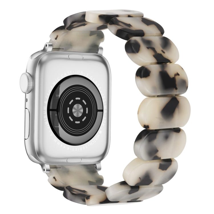 For Apple Watch Series 3 38mm Stretch Rope Resin Watch Band(Dark Brown White) - free shipping - PMC TechLife - Order now!
