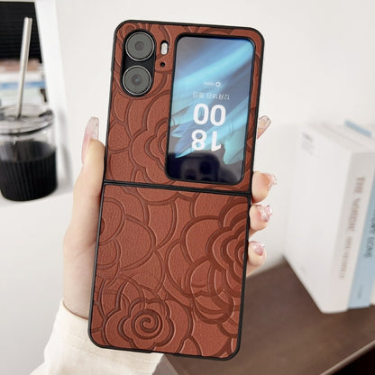 For OPPO Find N2 Flip Impression Flower Pattern Protective Phone Case(Brown) - Find N2 Flip Cases by PMC Jewellery | Online Shopping South Africa | PMC Jewellery | Buy Now Pay Later Mobicred