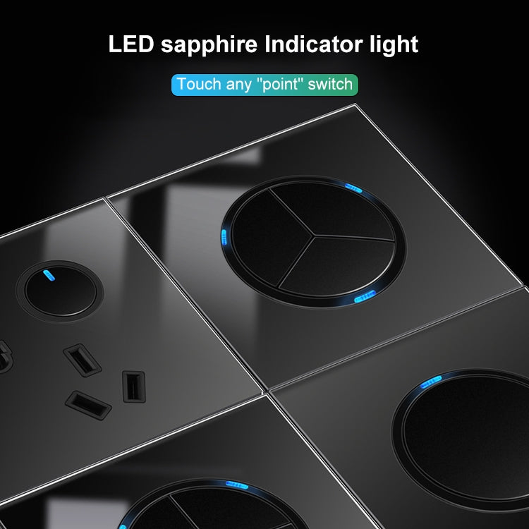 86mm Round LED Tempered Glass Switch Panel, Black Round Glass, Style:Telephone-Computer Socket - Switch by PMC Jewellery | Online Shopping South Africa | PMC Jewellery | Buy Now Pay Later Mobicred